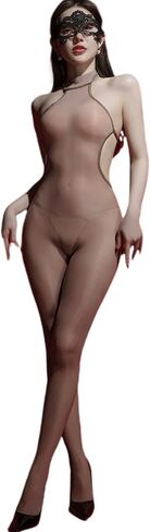 Women's Oil Shiny Bodystocking Neckband Backless Body Stockings Glossy Sleeveless Body Stocking in Saudi Arabia