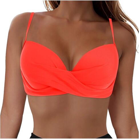 Bikini Tops for Women 2025,Women's V Neck Swim Tops Twist Front Adjustable Straps Padded Swimsuit Bathing Suit Top Only in Saudi Arabia
