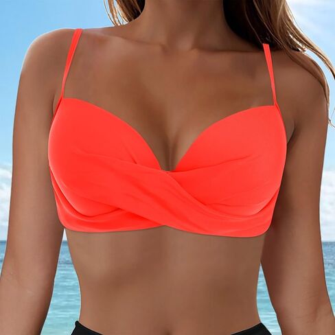 Bikini Tops for Women 2025,Women's V Neck Swim Tops Twist Front Adjustable Straps Padded Swimsuit Bathing Suit Top Only in Saudi Arabia