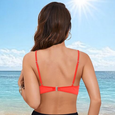 Bikini Tops for Women 2025,Women's V Neck Swim Tops Twist Front Adjustable Straps Padded Swimsuit Bathing Suit Top Only in Saudi Arabia