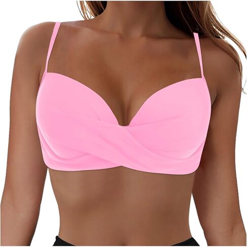 Bikini Tops for Women 2025,Women's V Neck Swim Tops Twist Front Adjustable Straps Padded Swimsuit Bathing Suit Top Only in Saudi Arabia