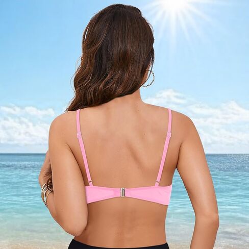 Bikini Tops for Women 2025,Women's V Neck Swim Tops Twist Front Adjustable Straps Padded Swimsuit Bathing Suit Top Only in Saudi Arabia