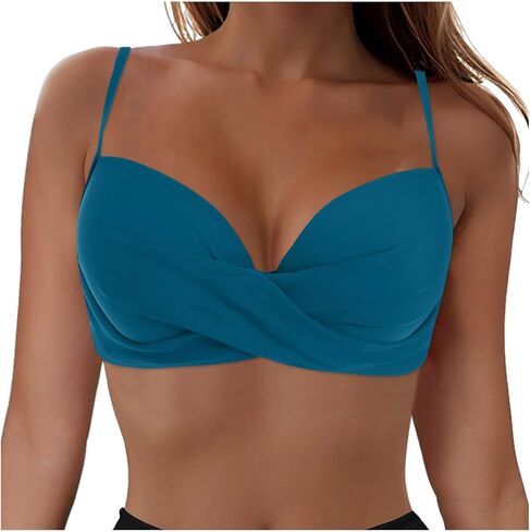 Bikini Tops for Women 2025,Women's V Neck Swim Tops Twist Front Adjustable Straps Padded Swimsuit Bathing Suit Top Only in Saudi Arabia
