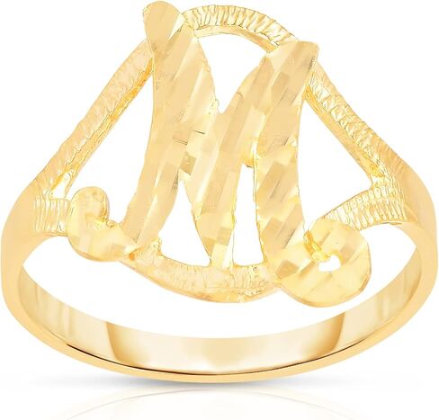 Floreo 10k Yellow Gold A-Z Cursive Letter Initial Ring, Sizes 4-9 in Saudi Arabia