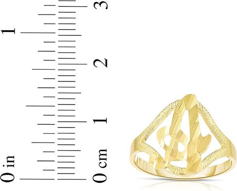 Floreo 10k Yellow Gold A-Z Cursive Letter Initial Ring, Sizes 4-9 in Saudi Arabia