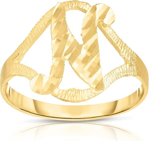 Floreo 10k Yellow Gold A-Z Cursive Letter Initial Ring, Sizes 4-9 in Saudi Arabia