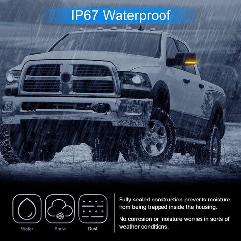 LED Side Mirror Turn Light Light Replacement for RAM 1500 2009-2018 / RAM 2500 3500 2010-2018 ، Sequential Dynamic Amber Turn Signal Light & White Puddle Light in Saudi Arabia
