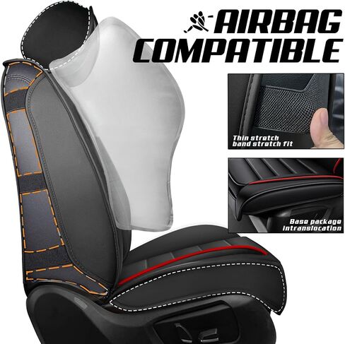Seat Leather Cover Custom Fit for 2009-2025 F150 and 2011-2025 F250 F350, Waterproof Leather Truck Seat Protectors, Ultimate Wear Resistance Seat Covers (Full Set, Black&Red) in Kuwait