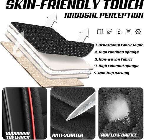 Seat Leather Cover Custom Fit for 2009-2025 F150 and 2011-2025 F250 F350, Waterproof Leather Truck Seat Protectors, Ultimate Wear Resistance Seat Covers (Full Set, Black&Red) in Kuwait