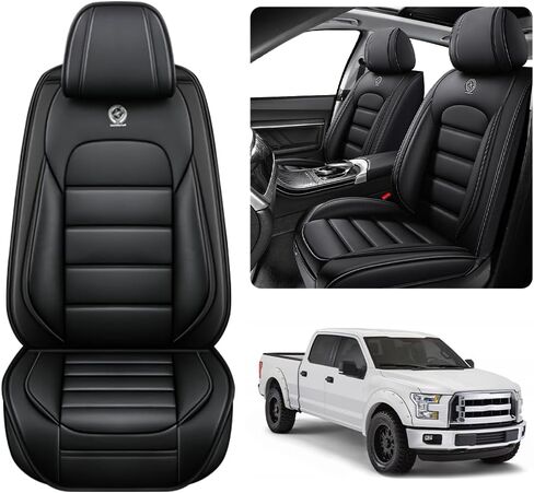 Seat Leather Cover Custom Fit for 2009-2025 F150 and 2011-2025 F250 F350, Waterproof Leather Truck Seat Protectors, Ultimate Wear Resistance Seat Covers (Full Set, Black&Red) in Kuwait