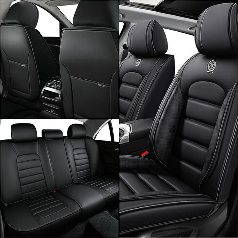 Seat Leather Cover Custom Fit for 2009-2025 F150 and 2011-2025 F250 F350, Waterproof Leather Truck Seat Protectors, Ultimate Wear Resistance Seat Covers (Full Set, Black&Red) in Kuwait
