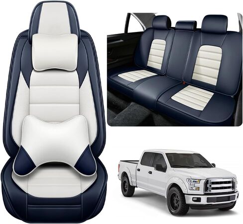 Seat Leather Cover Custom Fit for 2009-2025 F150 and 2011-2025 F250 F350, Waterproof Leather Truck Seat Protectors, Ultimate Wear Resistance Seat Covers (Full Set, Black&Red) in Kuwait