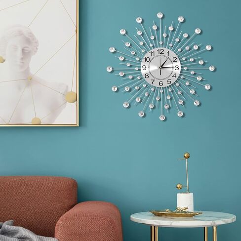 Large Wall Clock Decorative Wall Clocks 3D Non-Ticking Silent Quartz Clocks with Arabic Numerals for Living Room Home Kitchen Decor in Saudi Arabia