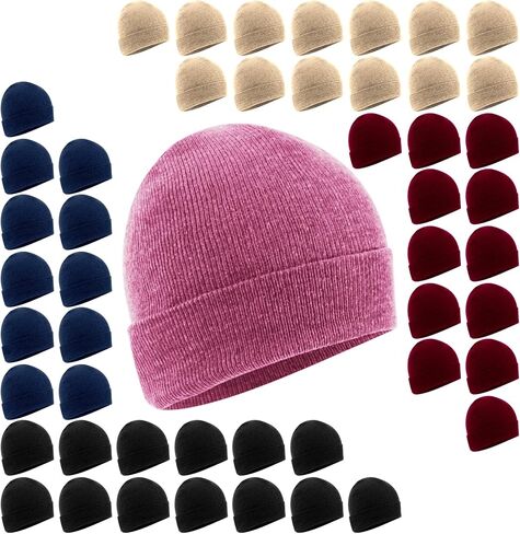 50 Pack of Bulk Wholesale Adult One Size Men and Womens Stretch Knit Beanie Skull Hats for Fall, Winter, Snow, Wind & Rain in Saudi Arabia