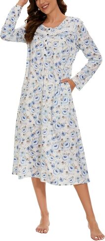YOZLY Nightgowns for Women Soft Cotton Short Sleeve Night Gwon with Pockets, Rose Pink, Small in Saudi Arabia