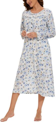 YOZLY Nightgowns for Women Soft Cotton Short Sleeve Night Gwon with Pockets, Rose Pink, Small in Saudi Arabia