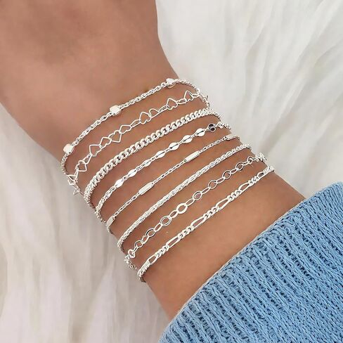 16 PCS Gold Bracelets for Women, Dainty Bracelets Set for Women Trendy, Gold Stackable Cuban Link Paperclip Chain Bracelet Pack Jewelry Gifts for Women ﻿ in Saudi Arabia