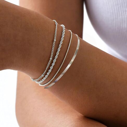 16 PCS Gold Bracelets for Women, Dainty Bracelets Set for Women Trendy, Gold Stackable Cuban Link Paperclip Chain Bracelet Pack Jewelry Gifts for Women ﻿ in Saudi Arabia