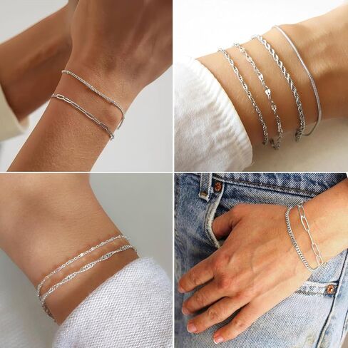 16 PCS Gold Bracelets for Women, Dainty Bracelets Set for Women Trendy, Gold Stackable Cuban Link Paperclip Chain Bracelet Pack Jewelry Gifts for Women ﻿ in Saudi Arabia