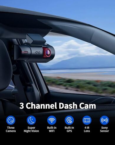 2 Channel Dash Cam 4k with Wi-Fi GPS, 2K+1080P Dual Dashcam Front and Rear Inside, Wireless Dual Dash Camera for Car with WDR IR Night Vision, 170° Wide Angle Record, 24hr Parking Monitor in Saudi Arabia