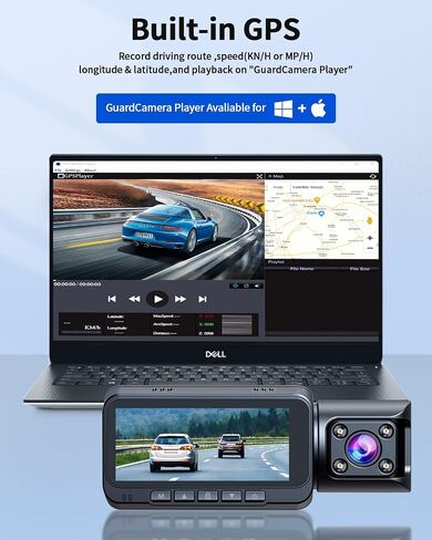 2 Channel Dash Cam 4k with Wi-Fi GPS, 2K+1080P Dual Dashcam Front and Rear Inside, Wireless Dual Dash Camera for Car with WDR IR Night Vision, 170° Wide Angle Record, 24hr Parking Monitor in Saudi Arabia