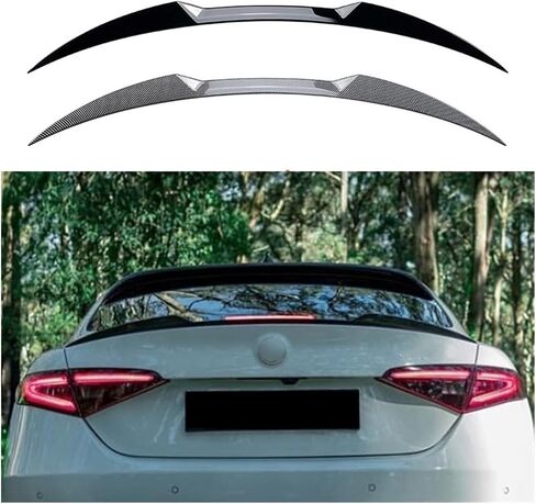 Car Tail Wings Fixed Wind Spoiler Rear Wing Auto Fixed Wind Wing Gloss Black Accessory Compatible For Alfa Romeo Giulia Spoiler 2015-2023(Carbon Look) in Saudi Arabia