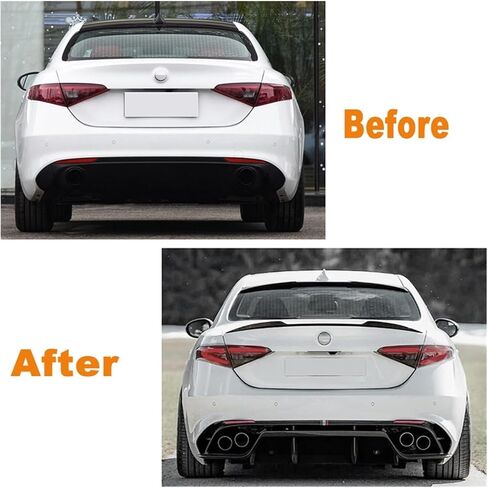 Car Tail Wings Fixed Wind Spoiler Rear Wing Auto Fixed Wind Wing Gloss Black Accessory Compatible For Alfa Romeo Giulia Spoiler 2015-2023(Carbon Look) in Saudi Arabia