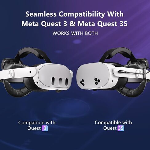 10000mAh Battery Head Strap For Meta Quest 3s/3 With Cool RGB and Magnetic Battery Design,Oculus Quest 3/3s accessories Extra VR Playtime with Premium Comfort & Adjustable, Reduce Facial Stress in Saudi Arabia