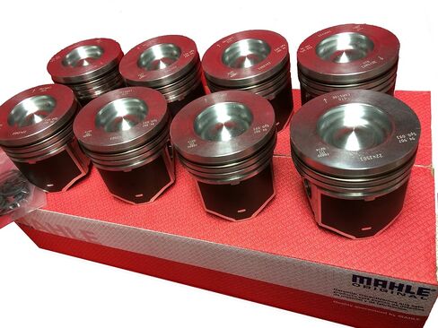 Mahle +.040 Pistons (مجموعة من 8) ، متوافقة مع: Ford 6.0 6.0L Diesel Ford Powerstroke 03-10 Mahle Clevite مغلفة مع حلقات in Saudi Arabia