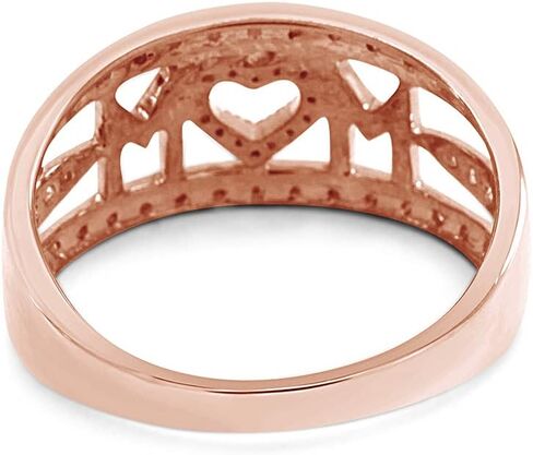 White Natural Diamond Mom Ring In 14k Gold Over Sterling Silver (0.20 Ct) in Saudi Arabia