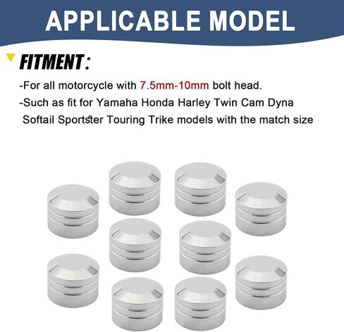10 PCS دراجة نارية الترباس يغطي Chrome Bolt Head Caps طقم من أجل Harley Touring Road King Street Glide Road Glide Sportster 883 Dyna Fat Bob Softail Fat Biar (9mm-12mm) in Kuwait