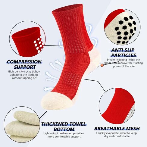 3 Pairs Mens Grip Soccer Socks, 3 Pairs Shin Sleeves with 1 Pack Shin Guards and 4 Shin Straps, Soccer Football Game Set 11 Pcs (White) in Saudi Arabia