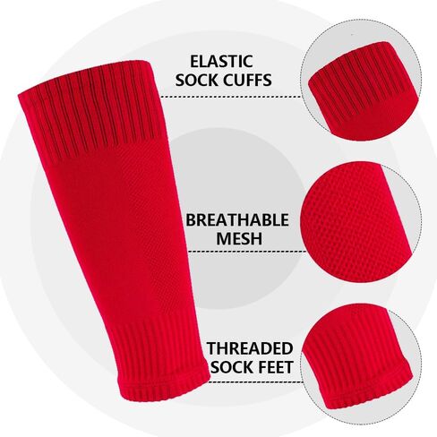 3 Pairs Mens Grip Soccer Socks, 3 Pairs Shin Sleeves with 1 Pack Shin Guards and 4 Shin Straps, Soccer Football Game Set 11 Pcs (White) in Saudi Arabia