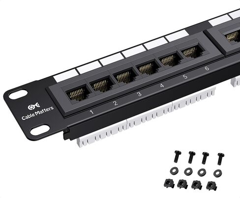 Cable Matters UL Listed Rackmount or Wall Mount 1U 24 Port Network Patch Panel with Support Bar (19-inch Cat6 Patch Panel / RJ45 Patch Panel) for Gigabit Network, 110 or Krone Impact Tools Compatible in Saudi Arabia
