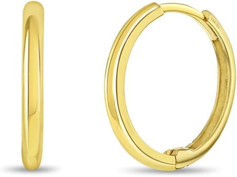14k Yellow Gold Classic 11mm Polished Endless Hoop Earrings For Little Girls & Preteens - Endless Classic Gold Hoop Earrings for Young Girls Everyday Wear - Delicate Hoop Earrings for Girls in Saudi Arabia