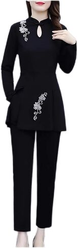 Improved Version Embroidered Cheongsam Autumn top Pants Two-Piece Set(XXXXL Code) in Saudi Arabia