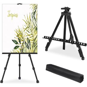حامل فني للرسم، حامل حامل طلاء ألومنيوم محمول مع حقيبة، ارتفاع قابل للتعديل من 17 بوصة إلى 66 بوصة، حامل طلاء للرسم على القماش للبالغين والأطفال، سطح طاولة/رسم على الأرض، عرض in Kuwait