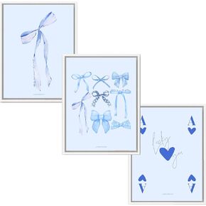 LARKINROAD 3 Pink Bow and Cherry Decor Posters, Wall Art - 12 x 16 Unframed - Preppy Dorm, Room Decor Aesthetic, Coquette Pink Decor - Eco-Friendly, Made in USA in Kuwait