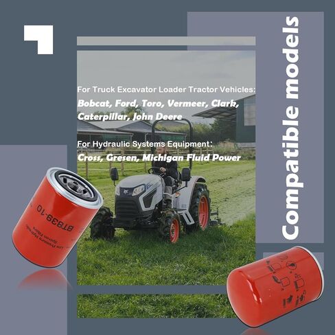 BT839 Heavy Duty Hydraulic Filter Compatible with Bobcat Ford Toro Vermeer John Deere New Holland Replaces 1A9023 8057000 HF6057 6516722 107249 7700040 (1 PCS) in Kuwait