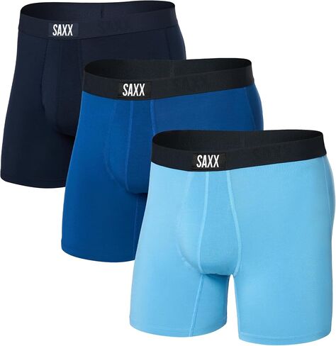SAXX Underwear Co. Men's Ultra Super Soft Boxer Brief Fly 3Pk, Navy/City Blue/Heritage, X-Large in Saudi Arabia