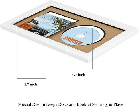 eletecpro CD Frame 6.3x11.8 Inch with Double Sided Mat (Black&White), Classic CD Display Frame Made of Engineered Wood and Acrylic Cover for Music CD and Booklet, Signed CD Wall Display Case in Saudi Arabia