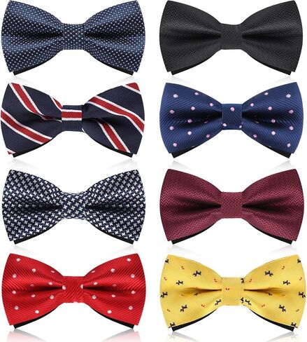 Men's Bow Tie, 8 Packs Pre-Tied Bow Tie, Adjustable Formal Tuxedo Bowtie Set for Men Wedding Gift in Kuwait