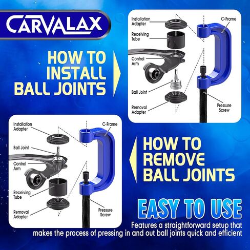 10-Piece Ball Joint Press Kit, Ball Joint Removal Tool Kit w/Universal Adapters and Sockets for Most 2WD/4WD Cars, Trucks and SUVs in Kuwait