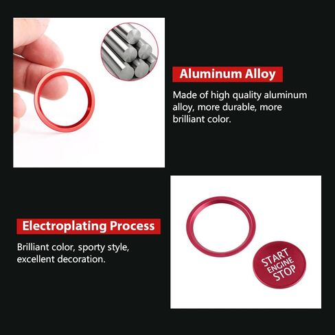 LECART Bling Car Accessories for Audi A4 A5 A6 A7 A8 Q5 Bling Engine Start Stop Button Cover Stickers Glitter Metal Decoration Decals 2Pcs in Kuwait