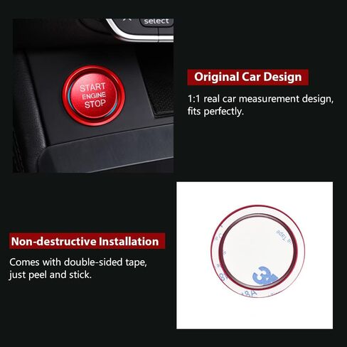 LECART Bling Car Accessories for Audi A4 A5 A6 A7 A8 Q5 Bling Engine Start Stop Button Cover Stickers Glitter Metal Decoration Decals 2Pcs in Kuwait