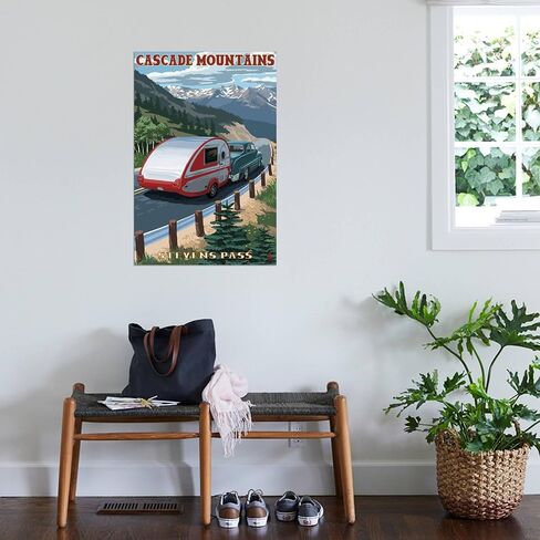 AllPosters Stretched Canvas Print Stevens Pass, Washington - Retro Camper by Lantern Press, 24x36 in Saudi Arabia