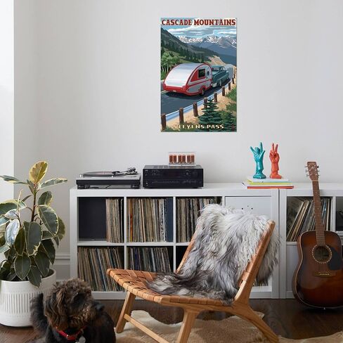 AllPosters Stretched Canvas Print Stevens Pass, Washington - Retro Camper by Lantern Press, 24x36 in Saudi Arabia