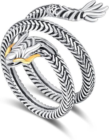 PRAYMOS Snake Ring 925 Sterling Silver Reptile Serpent Ring Vintage Punk Adjustable Open Ring for Women Men Snake Jewelry in Kuwait