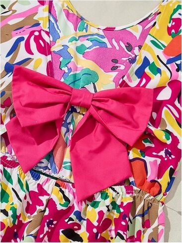 Floerns Girl's Floral Bow Backless Pant Rompers Ruffle Cap Sleeve Wide Leg Jumpsuit in Saudi Arabia