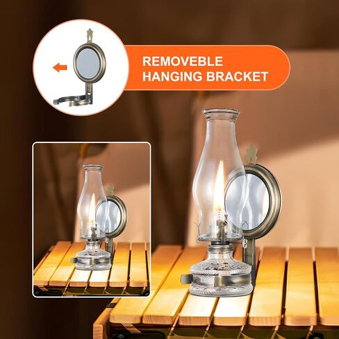 2 Pcs Large Oil Lamps Vintage Glass Kerosene Lantern Antique Wall Mounted Oil Lamps for Indoor Use Home Decor Rustic Hurricane Lamp for Emergency Lighting with 3/4" Wick Oil Lantern H12.6in in Kuwait